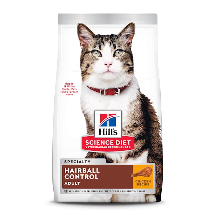 Hill's Science Diet Adult 1-6 Hairball Control Dry Cat Food, Chicken, 3.5 lb. Bag
