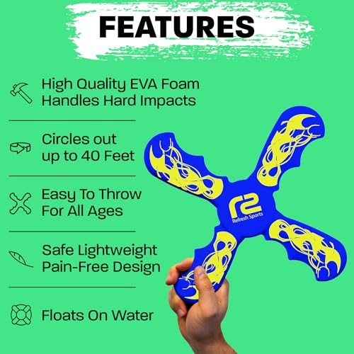 Fun Boomerang for Kids - Soft & Easy to Use - Outdoor Toys for Kids or Adults - Best Gifts for 6 7 8 9 10 Year Old Boys & Girls + 2026 Top Toys for Boys Age 8-12 - Fun Outdoor Toy for Boy Gift Ideas