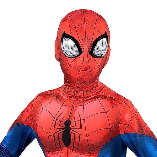 Marvel Spider-Man Official Youth Deluxe Zentai Costume - Deluxe Two-Way Stretch Spandex with Invisible Zippers and Wrist Openings for Added Convenience (M)