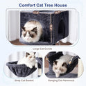 Gitelsnour Cat Tree, Cat Tower for Large Cats with 2 Big Platforms, 2 Baskets, condo and Toys, 63" Cat Scratching Posts for Indoor Cats, Smoky Gray GCT020G