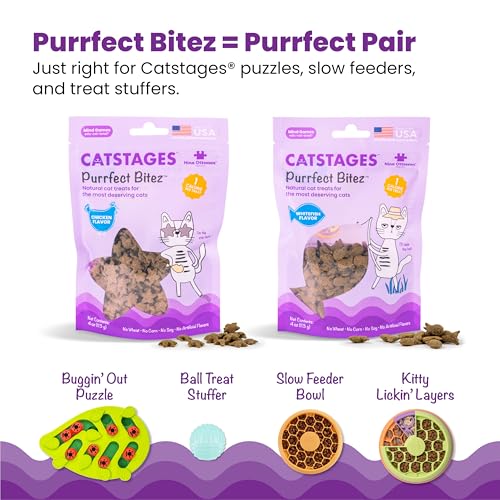 Catstages Nina Ottosson Buggin’ Out Puzzle & Play Cat Puzzle Feeder – Interactive Treat Game for Indoor Cats, Level 2 Slow Feeder Enrichment Toy, 13.9" x 11.5"