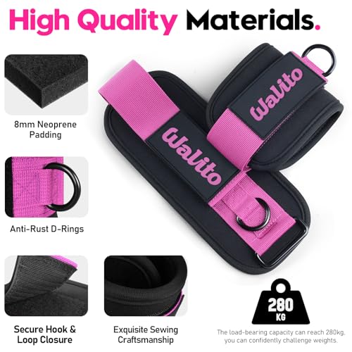 WALITO Ankle Resistance Bands with Cuffs, Exercise Bands for Legs and Butt, Booty Workout Equipment for Kickbacks and Hip Fitness Training