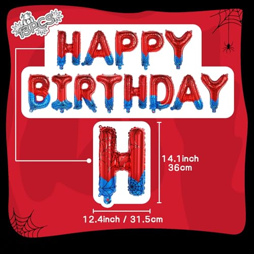 Spider Theme Happy Birthday Banner Party Decorations Balloons Letters Signs Superhero Party Supplies for Boy