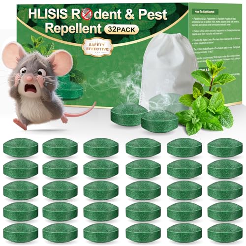 32PCS Rodent Repellent, Natural Peppermint Oil for Mice, Peppermint | Pest Control, Mouse Repellent for Mice, Rats, Squirrels, Spiders and Pests, Keeps Pests Away Effectively from Garden & Home