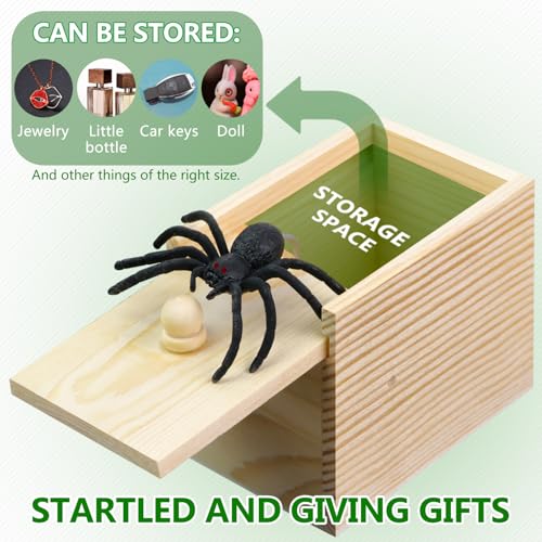 PARNIXS Surprise Spider Prank Box，Handcrafted Spider in a Box Stocking Stuffers,New Year's Surprise Toy and Gag Gift Practical Joke for Adults Men Women Birthday