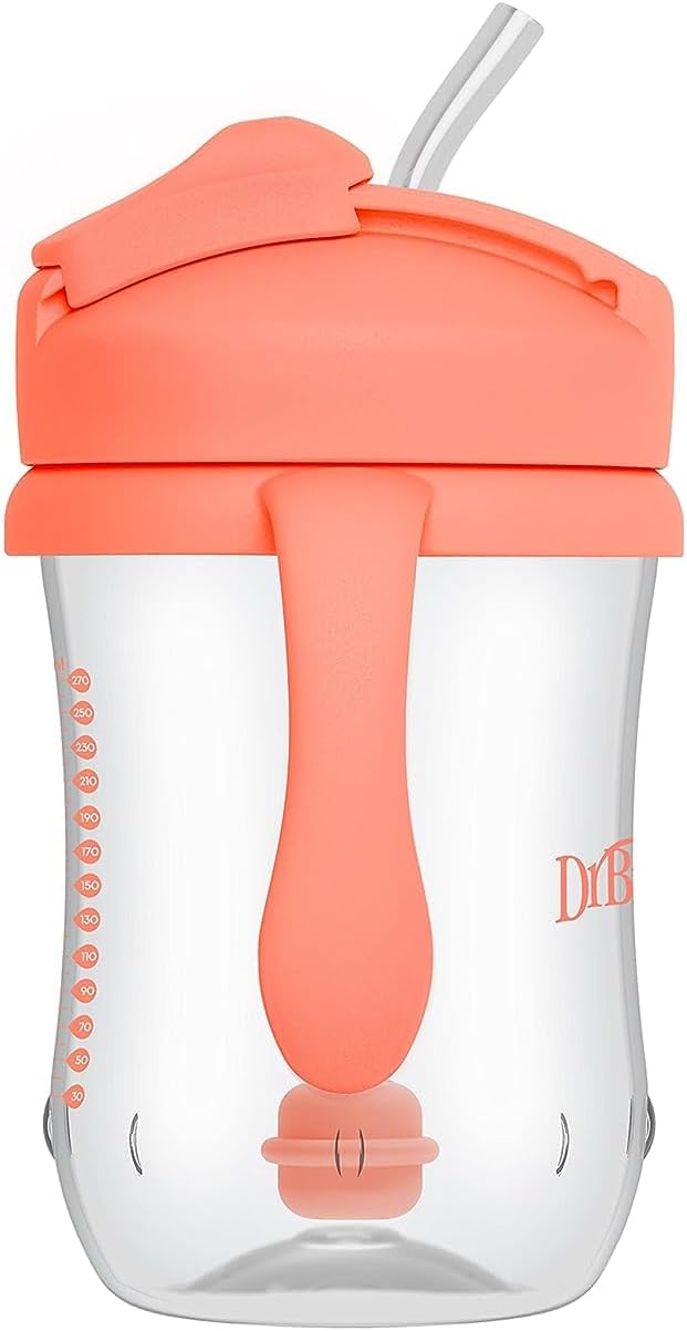 Dr. Brown's Milestones, Baby's First Straw Cup Sippy Cup with Straw, 6m+, 9oz/270ml, Coral, BPA Free