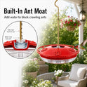 eWonLife Hummingbird Feeders for Outdoors, 2 Pack 16 oz Leak-Proof Dish-Style Humming Bird Feeder with Built-in Ant Moat, 5 Bee Proof Feeding Ports, Easy Clean, BPA Free Plastic, Hanging Garden Decor