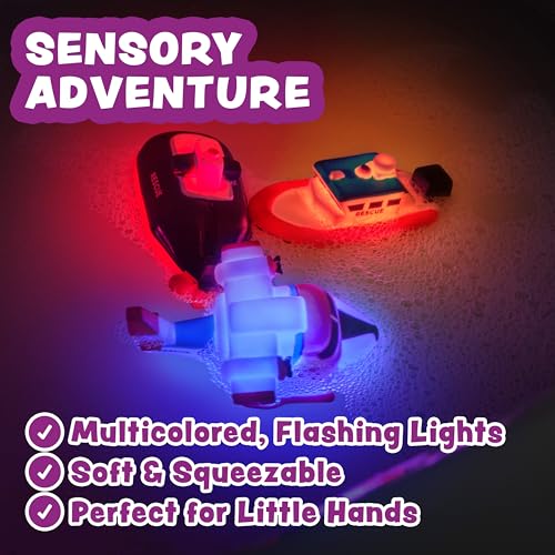 Tub Works® Ocean Rescue™ Vehicles Light Up Bath Toys, 6 Pack | Water-Activated Light Up Toys Flash & Change Color | Easy-Grip Baby & Toddler Bath Toys | Sensory Toys with Bath Lights for Kids Bath