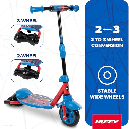 Huffy Toddler 3-Wheel Scooter for Kids, Multiple Colors & Licensed Character Graphics, Ages 3+, Durable Steel Frame, Wide Non-Slip Deck, Stable Lean-to-Steer Design, Light-Up Options, Girls/Boys