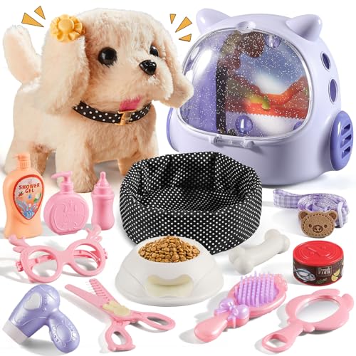 Vanvimen 16 Pcs Robot Dog Toys for Girls, Toys for 3 4 5 6 7 8 Year Old Girls Kids Boys, Realistic Robot Puppy Toddlers Girl Toy for 5-7 6-8, Ideas Birthday Gifts for Girl 3 4 5 6 Year Old