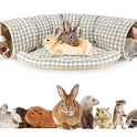 BWOGUE Bunny Tunnel Bed, 2-in-1 Collapsible Tunnel Tubes Toys with Removable Mat Hideout for Cats Kittens Rabbits Guinea Pigs Kitty