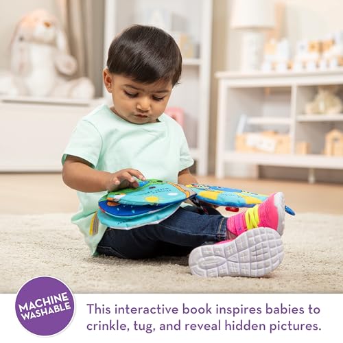 Melissa & Doug K's Kids Itsy-Bitsy Spider 8-Page Soft Activity Book for Babies and Toddlers - Cloth Baby Book And Sensory Toy With Textures To Grasp And Pages To Play Peekaboo, Ages 1 Month+