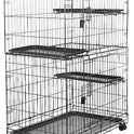 Basics Large 3-Tier Cat Cage Playpen with Easy to Clean Removable Tray, Front Doors, Portable, Foldable, 35.8" x 22.4" x 50.6", Black
