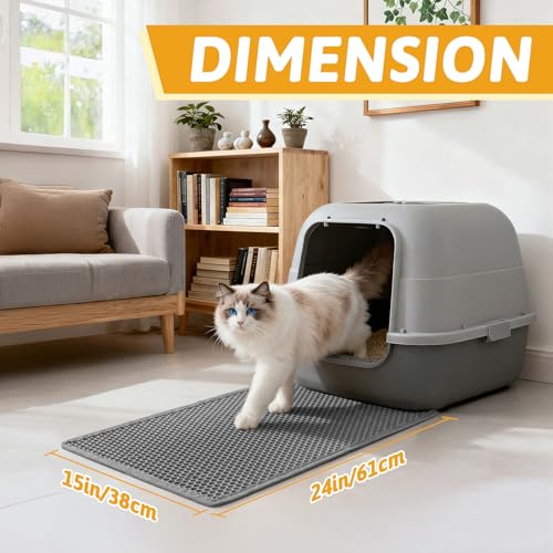 Pieviev Cat Litter Mat Double Layer Waterproof Urine Proof Trapping Mat 1 Pack (Gray, 24x15 Inch (Pack of 1))