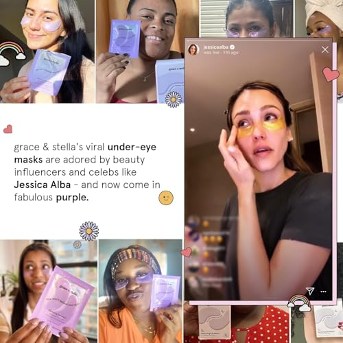 grace & stella Retinol Under Eye Patches for Puffy Eyes & Dark Circles - Restoring Gel Under Eye Masks with Hyaluronic Acid - Birthday Gifts for Women, Bachelorette Party Favors (Purple, 24 Pairs)