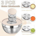 Umite Chef Mixing Bowls with Airtight Lids Set, 8PCS Stainless Steel Nesting Bowls with Grater Attachments, Non-Slip Bottoms, 5, 4, 3.5, 2, 1.5QT for Mixing & Serving