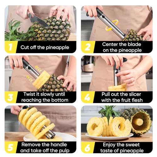 Pineapple Corer, [Upgraded, Reinforced, Thicker Blade] Newness Premium Pineapple Corer Remover, Stainless Steel Pineapple Core Remover Tool for Home & Kitchen with Sharp Blade for Diced Fruit Rings