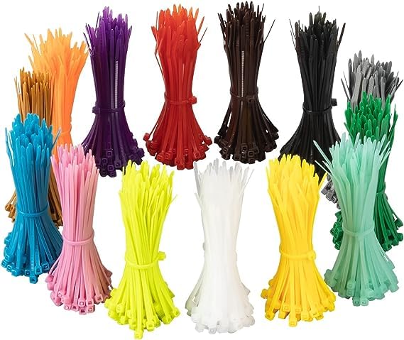 XINGO 1400 PCS Colored Zip Ties 8 Inch, Multicolor Zip Ties, Mix Packed 14 Color Plastic Wire Ties Assortment for Home Office Garden Garage and Workshop