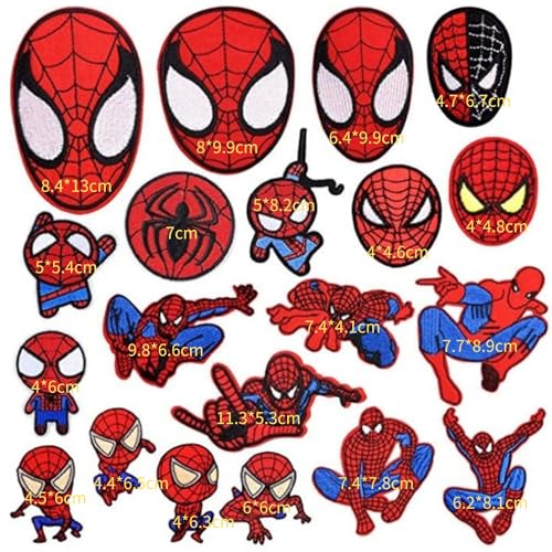 20pcs Cute Cartoon Spider Embroidered Iron On Patches, Anime Animals Sew On/Iron On Applique Embroidered Patches for T-Shirt, Jackets, Jeans, Vests,Hats, Backpacks,Bags