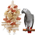 Bird Toys that is 17.5 Inches in Length, Parrot Toy Designed for Chewing Features Natural Corn cob and Loofah Slices, Can Be Hung in Large and Medium-Sized Parrot Cages