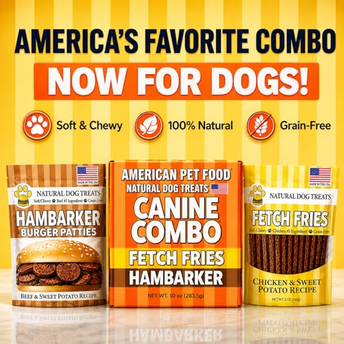 Burgers & Fries for Dogs, Beef & Sweet Potato Hambarker Patties + Chicken & Sweet Potato, Made in USA, Natural Ingredients, Grain-Free, High-Protein (Canine Combo, 2 × 5oz)