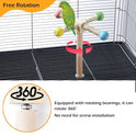 Bird Stand Perch Toy, Interactive Spinning Parakeet Toys, Wooden Exercise Wheel Parrot Toy, Enrichment Cockatiel Toy for Birds Cage, Bird Cage Accessories Perch Toys for Budgies (Small)