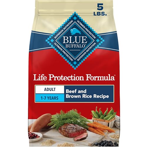 Blue Buffalo Life Protection Formula Beef & Brown Rice Adult Dry Dog Food, Supports Immunity with Antioxidant-Rich LifeSource Bits, Promotes Healthy Muscle Development, Skin & Coat Health, 5 lbs.