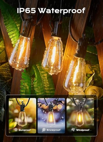 Brightown Outdoor String Lights Patio Lights 100FT ST38 Waterproof Dimmable | Connectable Shatterproof LED Christmas Lights, Hanging Outside Light for Backyard, Porch, Deck, Balcony, Garden, Home Decor