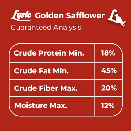 Lyric Golden Safflower Bird Seed for Outside Feeders - Attracts Cardinals, Chickadees, Woodpeckers & More, 12 lb Bag