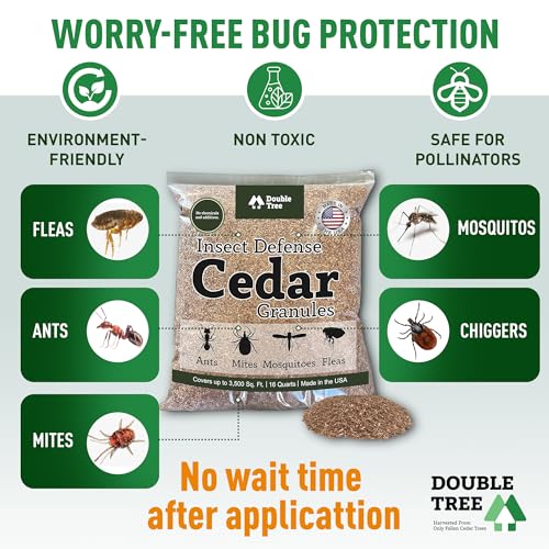 Double Tree Home and Garden Cedar Granules | Repels Fleas, Ticks, Ants, and Mosquitos | Rich Cedar Scent | Non Toxic | Pet Safe | 1 Bag (16 Quarts)