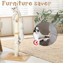 ANWA 32" Tall Cat Scratching Posts for Indoor Cats, 3-in-1 Vertical Cat Scratching Post with Plush Toys, Premium Sisal Post for Cats at All Ages with Reinforced Stable Base, Beige