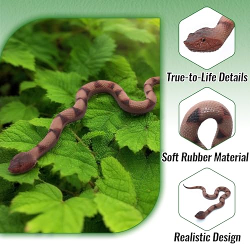 3PCS Rubber Snakes Fake Snake, Realistic Rubber Snake Toy to Keep Birds Away for Garden, Lifelike Plastic Fake Snakes Prank Toys for Men, Adults Kids Gag Gifts, Prank Stuff Props for Halloween Decor
