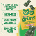 Gruns Multivitamin for Kids, Super Greens Gummies, Superfood Gummy Bears with 20+ Vitamins & Minerals, Spirulina, Chlorella, Alfalfa, Prebiotics Fiber for Digestive Health, Adaptogens Supplement, 28ct
