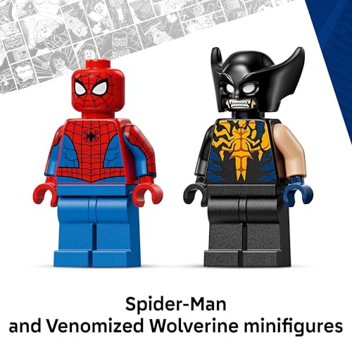 LEGO Marvel Spider-Man Car vs. Venomized Wolverine Building Toy for Boys & Girls - Super Hero & Villain Playset W/2 Marvel Minifigures - Gift Idea for Birthdays - Ages 7+ - 76336