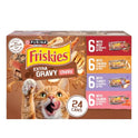 Purina Friskies Extra Gravy Wet Cat Food Chunky 24ct Variety Pack (With Chicken, Turkey, Salmon, Beef) - (Pack of 24) 5.5 oz. Cans