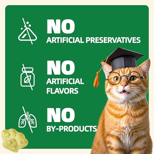 Wellix 13.05oz Cat Grass Treats with Catnip & Salmon - Healthy Cat Treats for Indoor Cats - Hairball Control & Digestive Support - Kittens Training Snacks for Teeth Cleaning