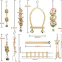 Bird Parrot Swing Toys, Chewing Standing Hanging Perch Hammock Climbing Ladder Bird Cage Toys for Budgerigar, Parakeet, Conure, Cockatiel, Mynah, Love Birds, Finches and Other Small to Medium Birds
