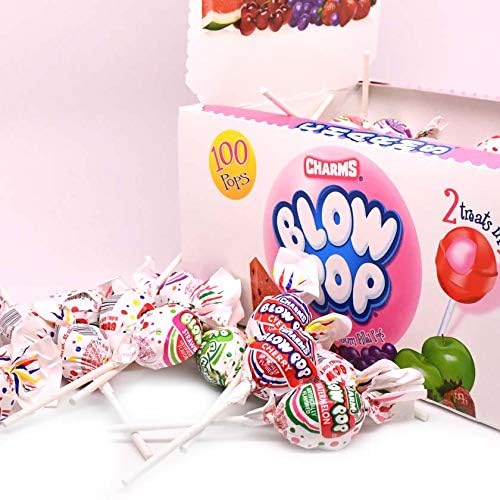 Charms Blow Pop Lollipops - Individually Wrapped Dual Candy and Gum Suckers - Peanut Free, Gluten Free - Bulk Treat for Kids and Adults - Assorted Flavors, 100 Count (4 lb 1 oz.)