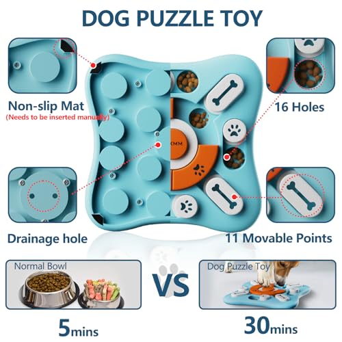 FOXMM Interactive Dog Treat Puzzle Toys for IQ Training & Mental Stimulating,Fun Slow Feeder,Large Medium Small Dogs Enrichment Toys with Squeak Design