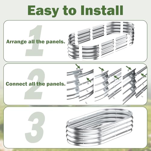 Galvanized Raised Garden Bed Outdoor, 4x2x1ft(2Pack) Metal Heavy Duty Planter Boxes for Gardening, Easy Assemble Bottomless Small Oval Plant Container Kit for Vegetable, Flower, Fruit, Silver