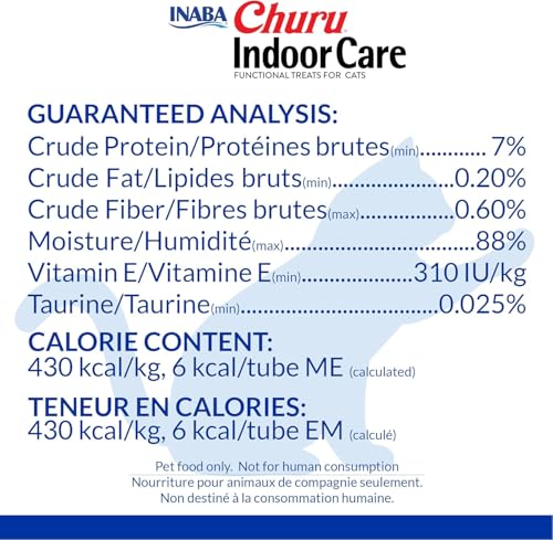 INABA Churu for Cats, Functional, Creamy Lickable Purée Cat Treat for Indoor Care and Hairball Control, 0.5 Ounces Each, 24 Tubes (4 per Pack), 2 Flavor Tuna and Chicken Variety Pack