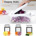8 Blade All-in-1 Vegetable Chopper Mandoline Slicer with Container, Food Chopper, Onion Chopper, Veggie Cutter for Salad, Kitchen Gadgets Accessories Essentials, White
