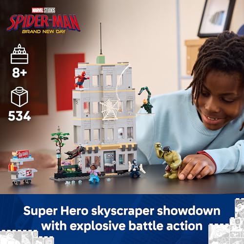 LEGO Marvel Spider-Man vs Hulk Epic Clash - Super Hero Building Toy for Boys & Girls, Ages 8+ - Includes 5 Minifigures & Hulk Figure - Spider-Man Toy for Fans - Gift for Birthdays - 76350