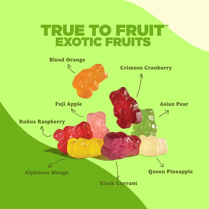 Albanese World's Best True to Fruit Exotic Fruits | 25oz Bag of Candy | 8 Natural Flavors and Colors, Soft Gummy Bears | Fuji Apple and More | Tastes like Real Fruit Picked at the Peak of Ripeness