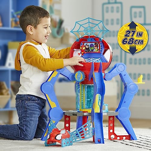 Spidey and His Amazing Friends Web-Spinners Web-Quarters, Kids Playset with Action Figure, Vehicle, and Accessories, Marvel Super Hero Toys, Ages 3 and Up, Large