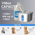 Veken Innovation Award Winner Stainless Steel Cat Water Fountain, 108oz/3.2L Automatic Pet Fountain Dog Water Dispenser with 3 Replacement Filters & Silicone Mat, Gifts for Cats, Dogs (Silver)