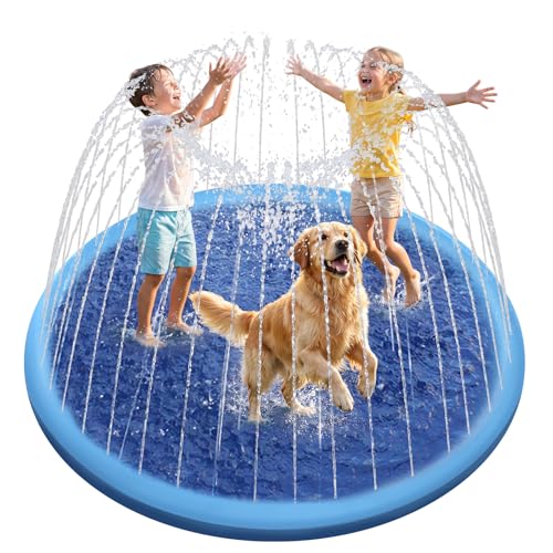Raxurt Non-Slip Splash Pad for Kids and Dog, 67'' Splash Pad Thicken 0.58mm for Kids Ages 4-8 Toddler Baby Splash Sprinkler Pad Dog Pool Summer Outdoor Water Toys for Boys Girls