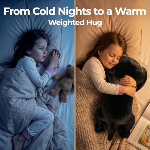Mewaii Weighted Stuffed Animals 5 lbs Adjustable, Heated & Coolable 23 Inch Plush for Realistic Hug, Microwavable Removable Inner Pad, Cat Gifts for Adults & Kids (Black)