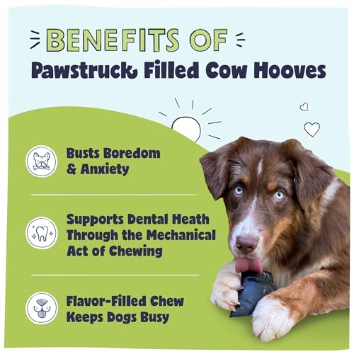 Pawstruck Peanut Butter Filled Cow Hooves for Dogs – Made in USA, Long-Lasting Dental Treats and Chews – Beef Hoof – 5 Count – Packaging May Vary