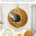 Chewproof Steel Frame Bird Nest for Cage, Washable Small Bird Bed Hammock Hideout Lay Eggs Parakeet Nest Sleep, Parakeet Warm Bed House Hut for Lovebird, Canary, Budgie